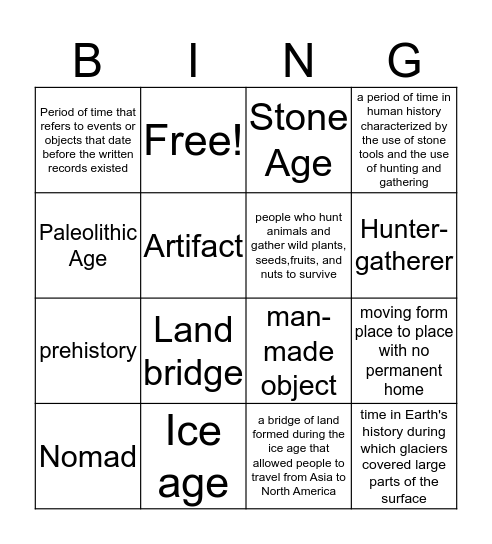 Hunter gather bingo Card