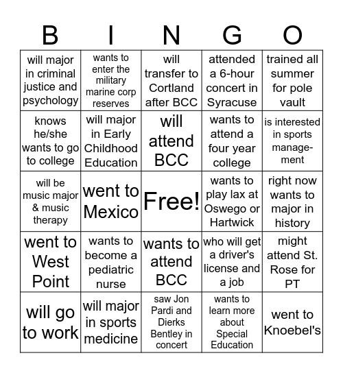 Who... Bingo Card