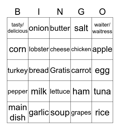 La Comida Bingo Card