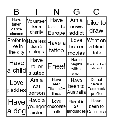 Bingo Bongo Bingo Card