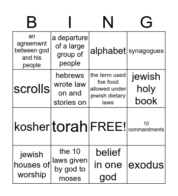 judaism Bingo Card
