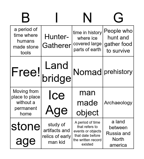 Hunter and gather bingo Card