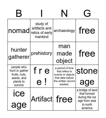 hunter and gatherer b i n g o Bingo Card