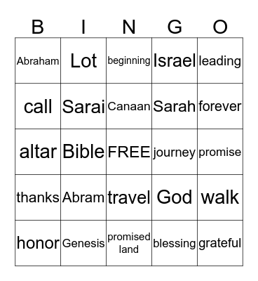 Abram's Call Bingo Card