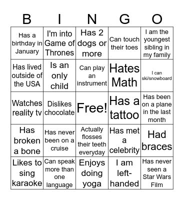 MSTA ICE BREAKER BINGO Card