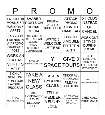 FALL PROMO BINGO Card