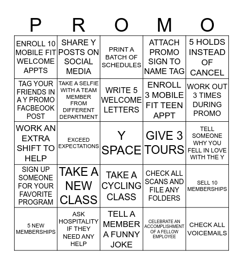 FALL PROMO BINGO Card