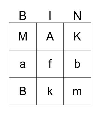 Alphabet Bingo Card