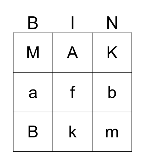 Alphabet Bingo Card