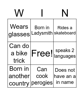 Icebreaker Bingo Card