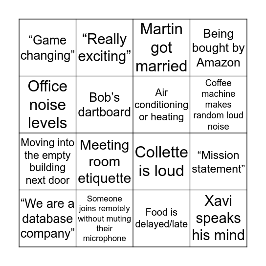 GeoSpock All-Hands Bingo Card