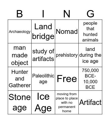 Hunters and Gatherers Bingo Card