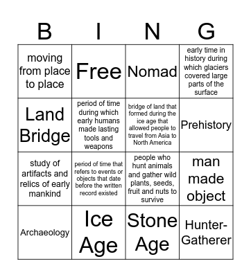 Hunter and Gatherers  Bingo Card