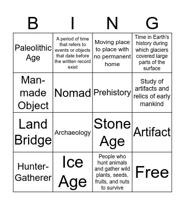 Hunters and Gatherers Bingo Card