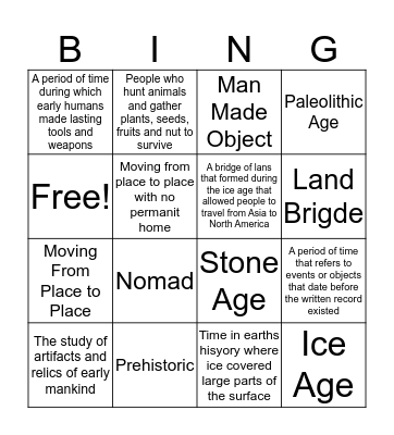 Hunters and Gatherers Bingo Card