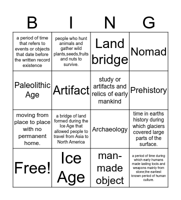 Hunters and Gatherers Bingo Card