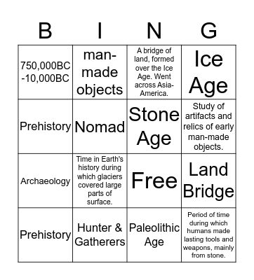 Hunters and Gatherers Bingo Card