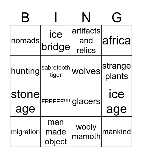 hunter and gatherer Bingo Card