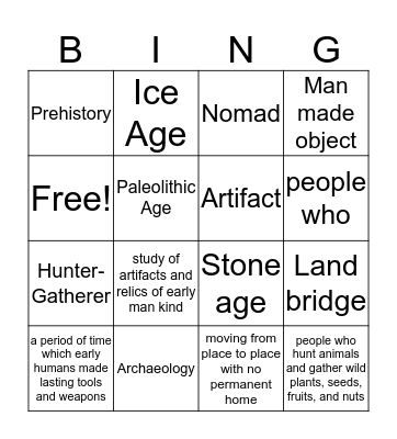 Hunter and Gatherer Bingo Card