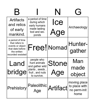 Hunter and gather bingo Card