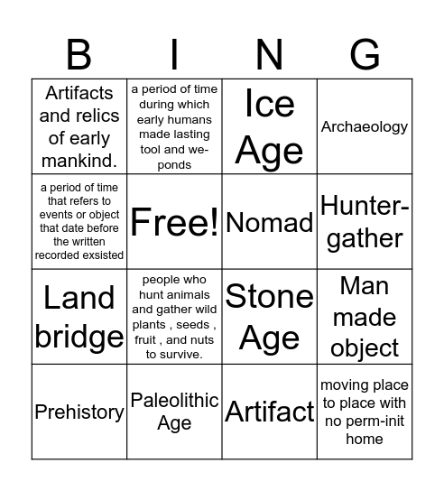 Hunter and gather bingo Card