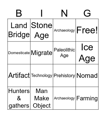 Stone Age Bingo Card