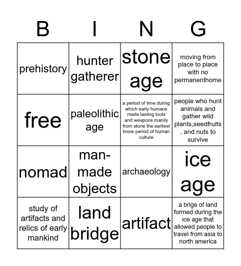 hunters and gathers Bingo Card