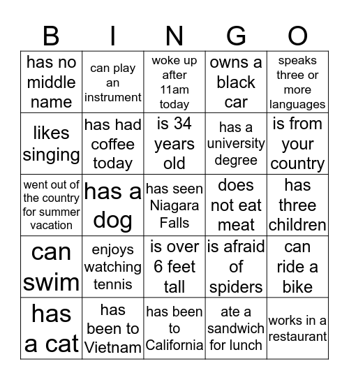 Find Someone who... Bingo! Bingo Card