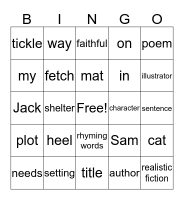 1st grade Unit 1 Week 1 Bingo Card