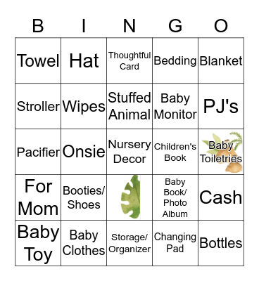 Baby Shower Bingo Card