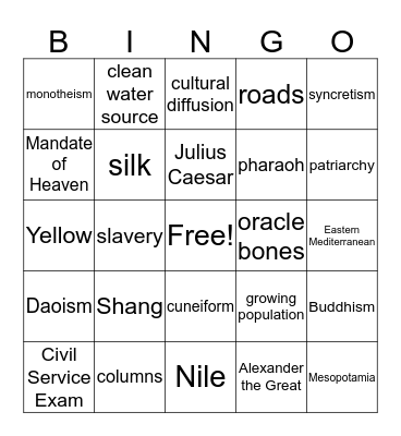 Unit 0 Foundations Pretest Review Bingo Card