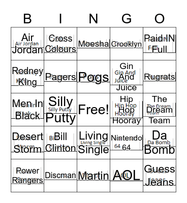 90's Bingo Card