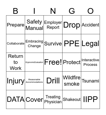 2019 AHSC SAFETY BINGO!! Bingo Card