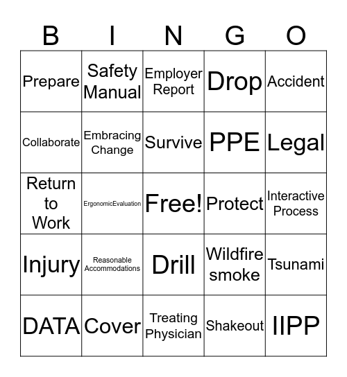 2019 AHSC SAFETY BINGO!! Bingo Card