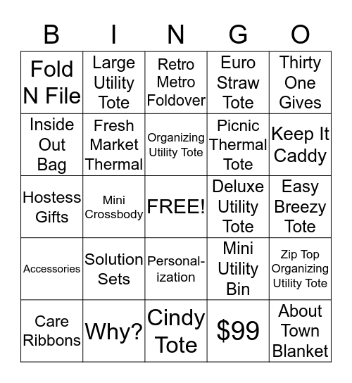 Thirty One Bingo! Bingo Card