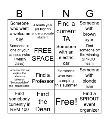 Sprout 2019 Bingo Card