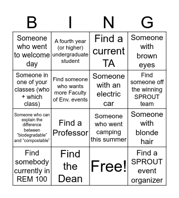 Sprout 2019 Bingo Card