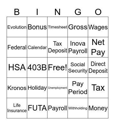 National Payroll Week BINGO Card