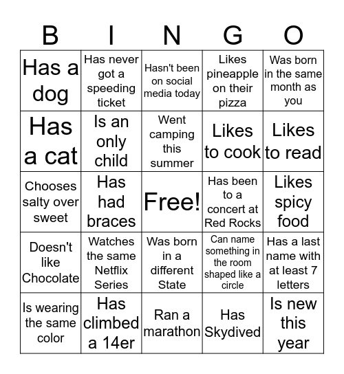 FIND SOMEONE WHO Bingo Card