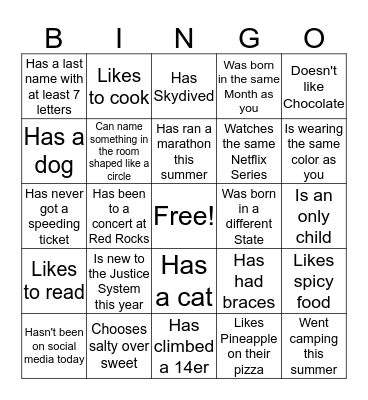 FIND SOMEONE WHO  Bingo Card