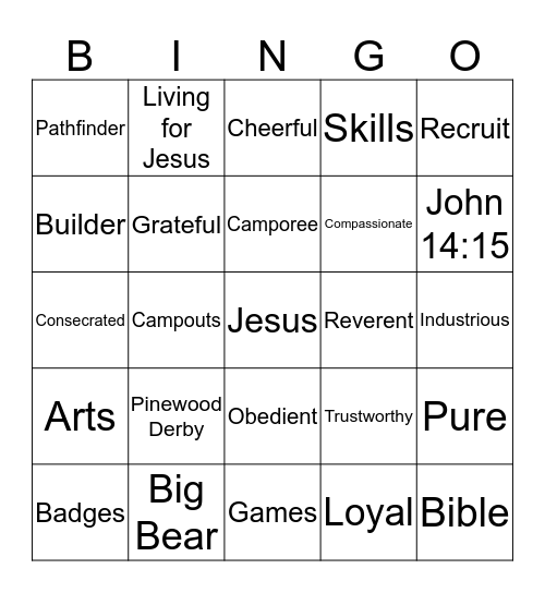 CADET Bingo Card