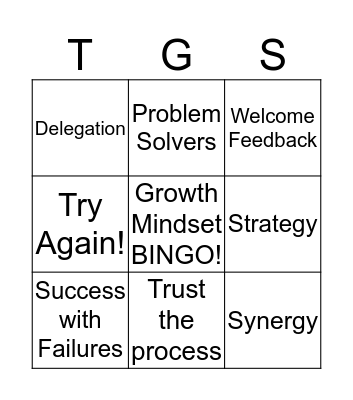 Tacit Growth Strategies Growth Mindset Bingo Card