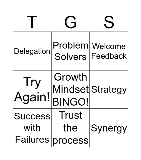 Tacit Growth Strategies Growth Mindset Bingo Card