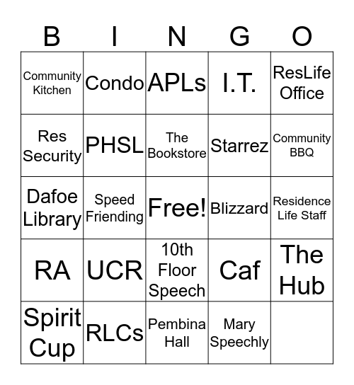 Speechly Bingo Card