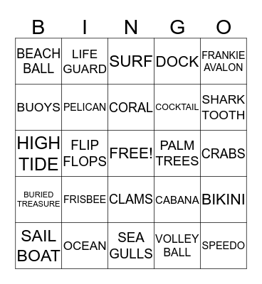 TWILIGHT BEACH PARTY BINGO Card