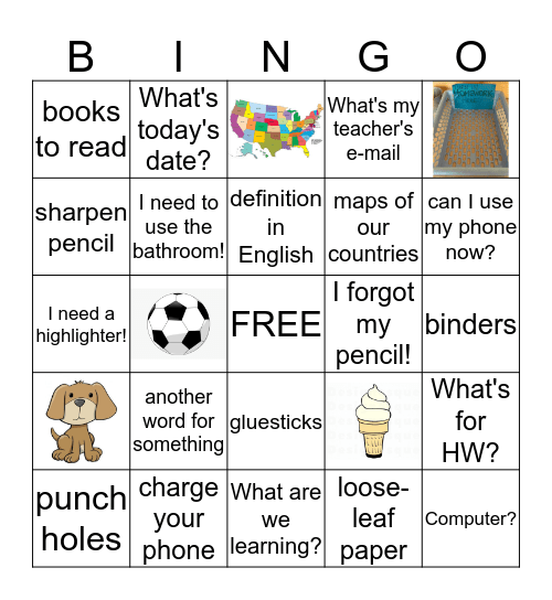 Ms. Rita's History Classroom Bingo Card
