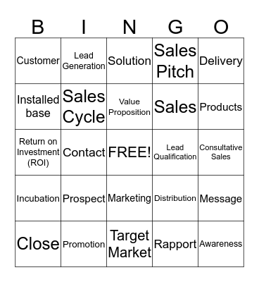 Sales Development Buzz Work Bingo Card