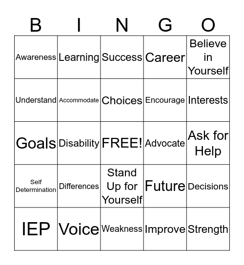 Career Decisions Bingo Card