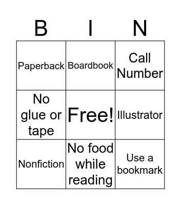 Library Bingo Card