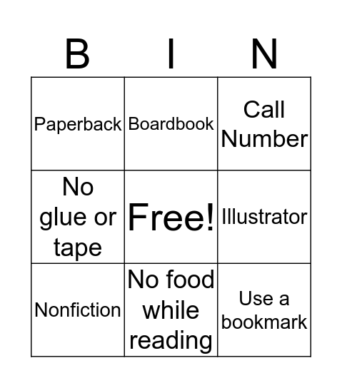 Library Bingo Card